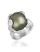 Forzieri Diamond Pave And Black Pearl 18k White Gold Ring Usa 6.5 | Uk M | It 12