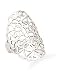 Sterling Silver Ring, Cut Out Flower Design Cigar Band, 1.25 in wide