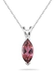 0.84 Cts Pink Tourmaline Solitaire Pendant in 14K White Gold