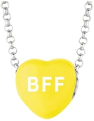Sterling Silver 10mm Yellow enamel Sweethearts BFF Heart Pendant
