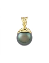 Tahitian Black Pearl Pendant in 14K Yellow Gold (13-14mm)