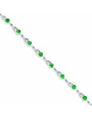 Genuine 14K White Gold White Gold Diamond And Emerald Bracelet 4 Grams Of Gold 100% Satisfaction Guaranteed.