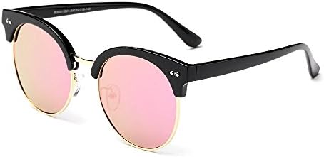 Dasein Women's Fashion Polarized Wayfarer Sunglasses Eyewear with Studs Accent (Black/Rose Gold - B26001)
