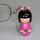 Japanese Doll Keyring - Pink