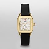 MICHELE Deco 16 Non-Diamond Gold, Diamond Dial Black Patent Watch