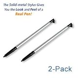 Palm Treo 700w / 700wx Stylograph - Metallic Ballpoint Pen Stylus Upgrade (2-Pack), Metallic Silver