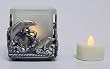 Pewter & Frosted Tealight Holder with LED Tealight - Dolphins