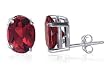 Oval Garnet Sterling Silver 0.35" X 0.3" Stud Post Earrings