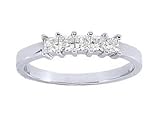 Women's 5 Stone Diamond Ring in Princess Cut Diamonds Shared Prong Setting ( 0.50 Total Carat Weight | FG-VS Quality | 14k Yellow Gold ) Finger Size -