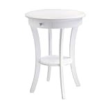 Winsome Wood Sasha Accent Table with Drawer, Curved Legs, White Finish
