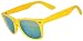 1 Pair Mirrored Reflective Blue Lens Sunglasses Yellow Matte Frame Horn Rimmed Style