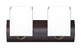 IMAGE OF Besa Lighting 2WZ-449807-V2-BR Opal Matte Rise Two Light Compact Fluorescent Bathroom Fixture with B