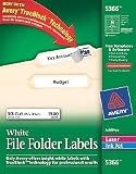 Avery® White File Folder Labels for Laser and Inkjet Printers with TrueBlock Technology, 2/3 inch x 3 7/16 inch, Box of 1500 31%2BQa8ueZ8L. SL160 Avery® White File Folder Labels for Laser and Inkjet Printers with TrueBlock Technology, 2/3 inch x 3 7/16 inch, Box of 1500