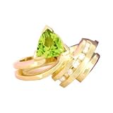 14K .60 CT Trillion Peridot & Diamond Ring