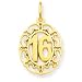 14k Number 16 in Oval Circle Pendant - Measures 24.4x14.5mm - JewelryWeb