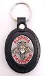 Carolina Panthers Large Leather & Pewter Team Key Fob - NFL Football Fan Shop Sports Team Merchandise