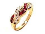 14k Yellow Gold Diamond & Ruby Ring Size 6.75 Ct.tw 0.40