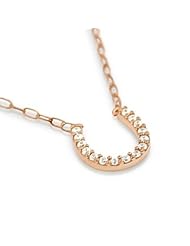 Small Rose Gold Plated Cz Horseshoe Necklace 16" + 2"