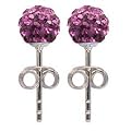 Clous d'oreilles Femme - 70 Cristaux Swarovski 6mm - couleur violette