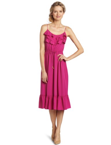 Eliza J Women's Flirty Ruffle Front Dress, Magenta, 4