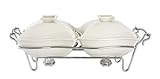 Godinger Ceramic Double Warmer Chafing Dish with Serving Stand