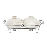 Godinger Ceramic Double Warmer Chafing Dish with Serving Stand