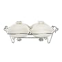 Godinger Ceramic Double Warmer Chafing Dish with Serving Stand