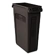 Slim Jim Receptacle w/Venting Channels, Rectangular, Plastic, 23 gal, Black