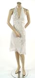 BCBG MAX AZRIA - BCBG WHITE SILK BEADED TIERED HALTER DRESS NEW 12