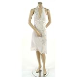 BCBG WHITE SILK BEADED TIERED HALTER DRESS NEW 8 at BCBG MAX AZRIA