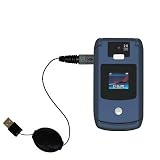 Retractable USB Cable for the Motorola RAZR V3x with Power Hot Sync and Charge capabilities - Gomadic Brand w/ TipExchange Technology
