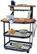Enclume BC1-HS Baker's Cart Kitchen Furniture, Hammered Steel and Wood