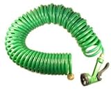 25 Feet Coil Garden Hose with spray nozzle