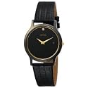 Seiko Men's Dress Black Leather Strap Watch #SKP333