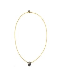 18kt Yellow Gold Diamond Pave Skull Charm Chain Necklace Silver Handmade Jewelry