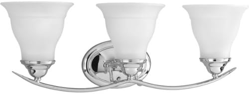 Progress Lighting 3-Light Etched Glass Traditional Bath Vanity Light, Trinity Collection, Indoor, P3192-15, Polished Chrome