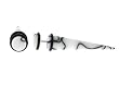 Fake Acrylic Taper - White with Black - 16g Wire Stud - 0 Gauge - 47.5mm Length - Sold as a Pair