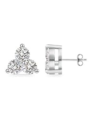 3.3 ct Three Stone Round Diamond Stud Earrings