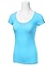 DRESSIS Women's Basic Deep Plunging V neck Cap Sleeve Slim T-Shirt (36 Colors)