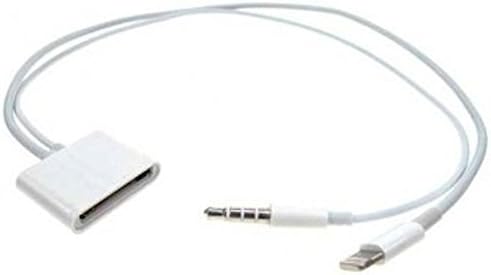 ThreeSix Electronics 30 Pin Female to 8 Pin Lightning Audio 3.5 mm Supported Cable Adapter Converter for iPhone 6 6 Plus 5 5S 5C iPad Aid and More! (White)