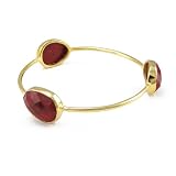 Gold And Gemstones Stackable Rio Bangle Bracelet With Bezel Set Semiprecious Stones Red Ruby