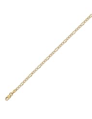 14K Solid Yellow Gold Stamped Figaro Chain Bracelet 3.0mm (7/64 in.) - 7 in.