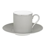 Royal Doulton Monique Lhuillier Dentelle Espresso Gray 2-inch Cup & Saucer, Set of 2, 4-ounce