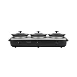 Rival SCRBC909-BS Trio 3-Quart Slow Cooker Crock Pot Crock Buffet Server, Black/Stainless