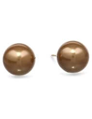 14k Yellow Gold 8mm Dyed Brown Mother-of-Pearl Stud Earrings