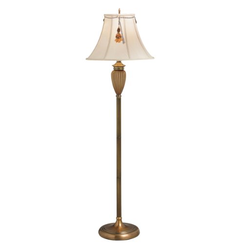 Kichler Lighting 74153 Raya 58.5-Inch Portable Floor Lamp, Antique Brass and Two-Tone Amber with Light Ecru Shade and Golden Amber Beaded Tassel