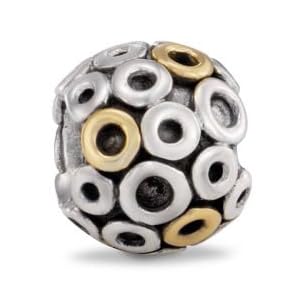 Buy Authentic Pandora Jewelry Silver 14k Yellow Gold Round Oh! Bead Charm