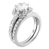 .925 Sterling Silver Engagement Set, 8-Prong Round Setting, Adorned with Round-Shaped Cubic Zirconias, Includes Gift Box and Special Pouch.(CHSR3117)