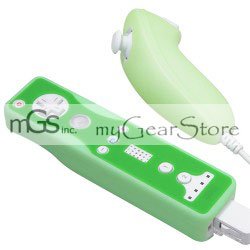 2 Tone Silicone Skin Case for Nintendo Wii Remote Control & Nunchuk - Green and Solid Green