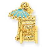 14k Aqua Enameled Beach Chair w Umbrella Pendant